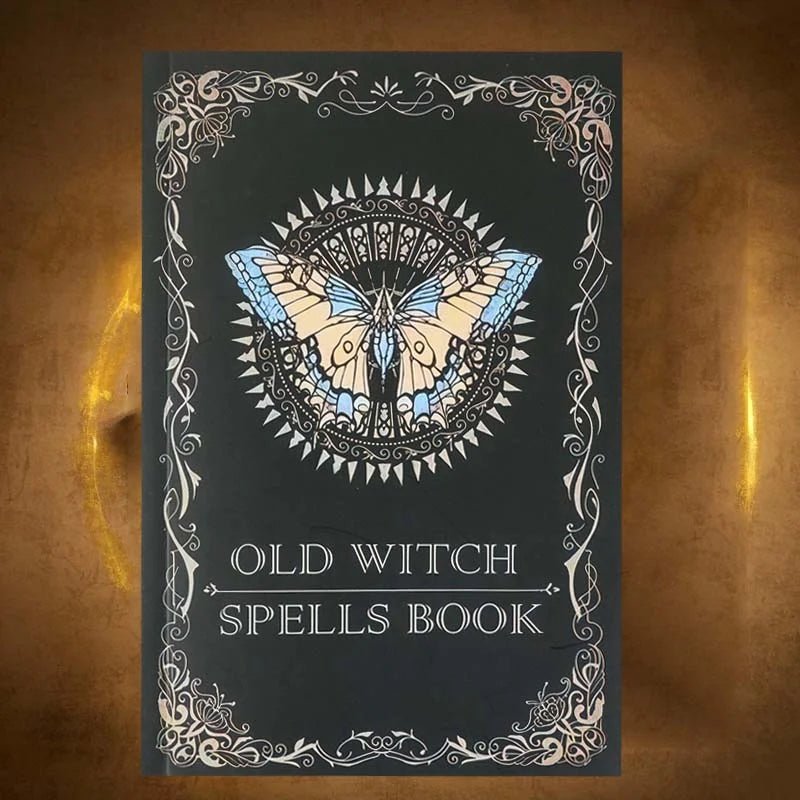 [Vintage | Witch] Vintage 1pc Old Witch Spells Book, Intricate Black & Golden Design with Butterfly Motif | Ideal for Birthday