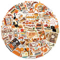 50Pcs Bookish Autumn Graffiti Stickers Cartoon Cute Ghost Books Graffiti DIY Bookbook Notebook Stickers