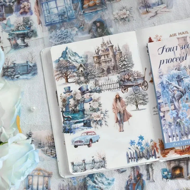 20Pcs Package travel Dairy Supplies Stickers Four Seasons Teenage handbook material decorative sticker book Scrapbook 148*105mm