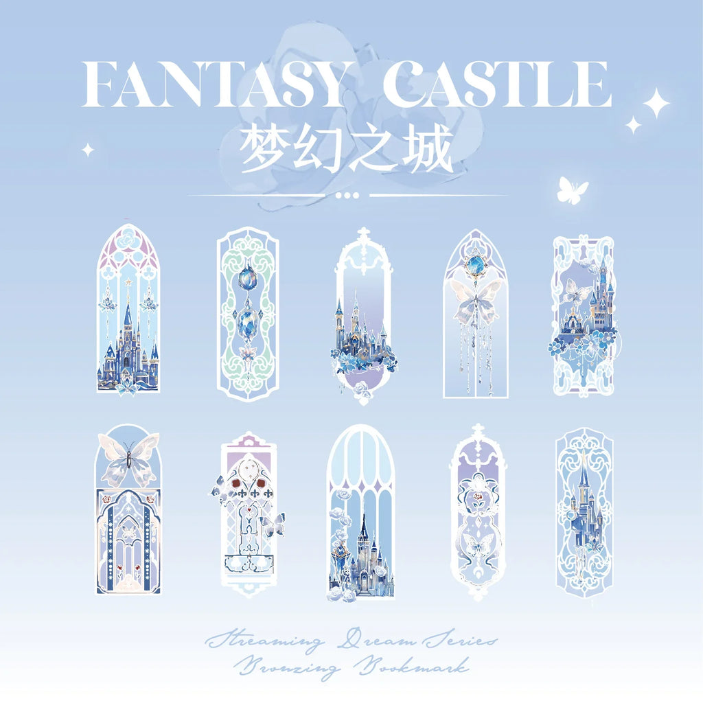 10Pcs Fluorescent Dream Series Bookmark Pvc Reading Book Mark Kawaii Book Page Marker Message Card Stationery Supplies