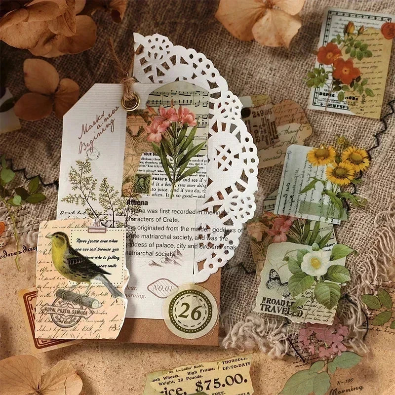 Journal Scrap book Stickers book Plant Flower Label Decorative handmade Scrapbooking Material Diary Album Craft Supplies