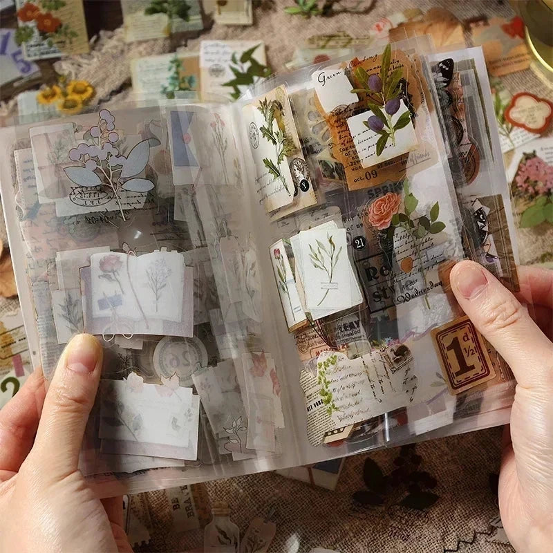 Journal Scrap book Stickers book Plant Flower Label Decorative handmade Scrapbooking Material Diary Album Craft Supplies