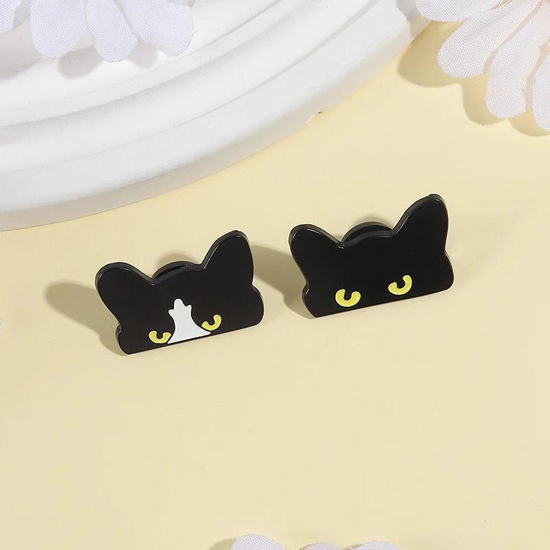 31 Types Cartoon Punk Black Peeping Cat Brooch Enamel Pins Cute Cat Reading Book Brooches Bag Lapel Badge Jewelry Gifts Friends