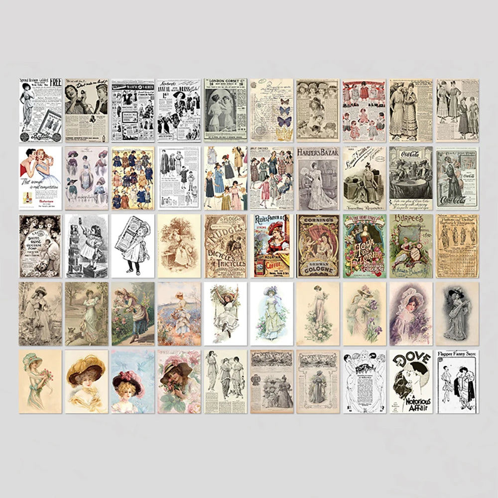 100pcs/book Dual-material Material Book Retro Memoir Series Mini 50 Pieces Non-repeatable Tear-off Handbook Decorative Paper