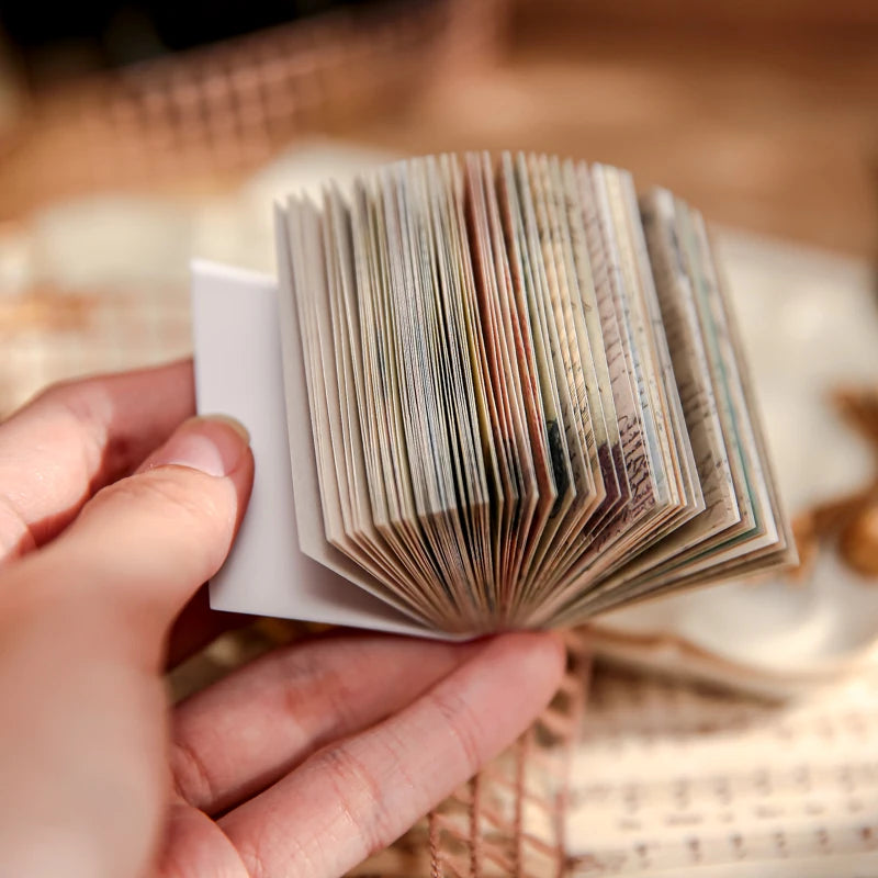 100pcs/book Dual-material Material Book Retro Memoir Series Mini 50 Pieces Non-repeatable Tear-off Handbook Decorative Paper