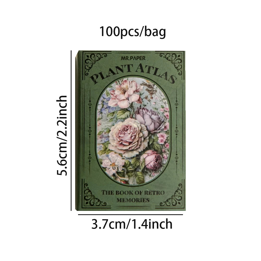 100pcs/book Dual-material Material Book Retro Memoir Series Mini 50 Pieces Non-repeatable Tear-off Handbook Decorative Paper