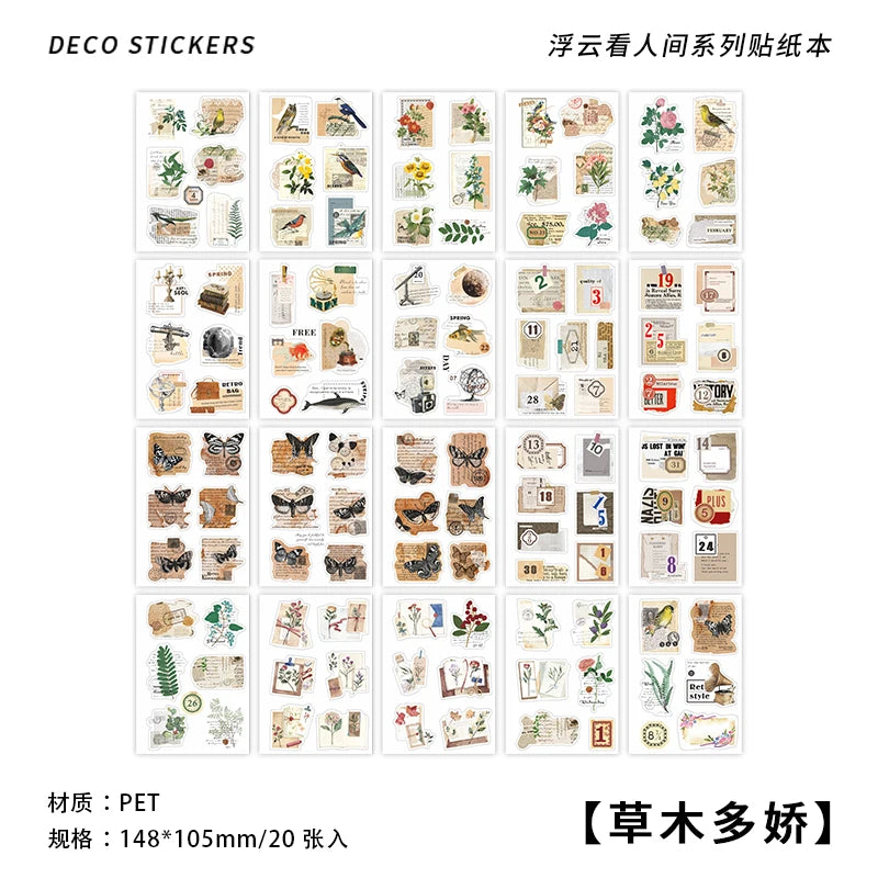 Journal Scrap book Stickers book Plant Flower Label Decorative handmade Scrapbooking Material Diary Album Craft Supplies