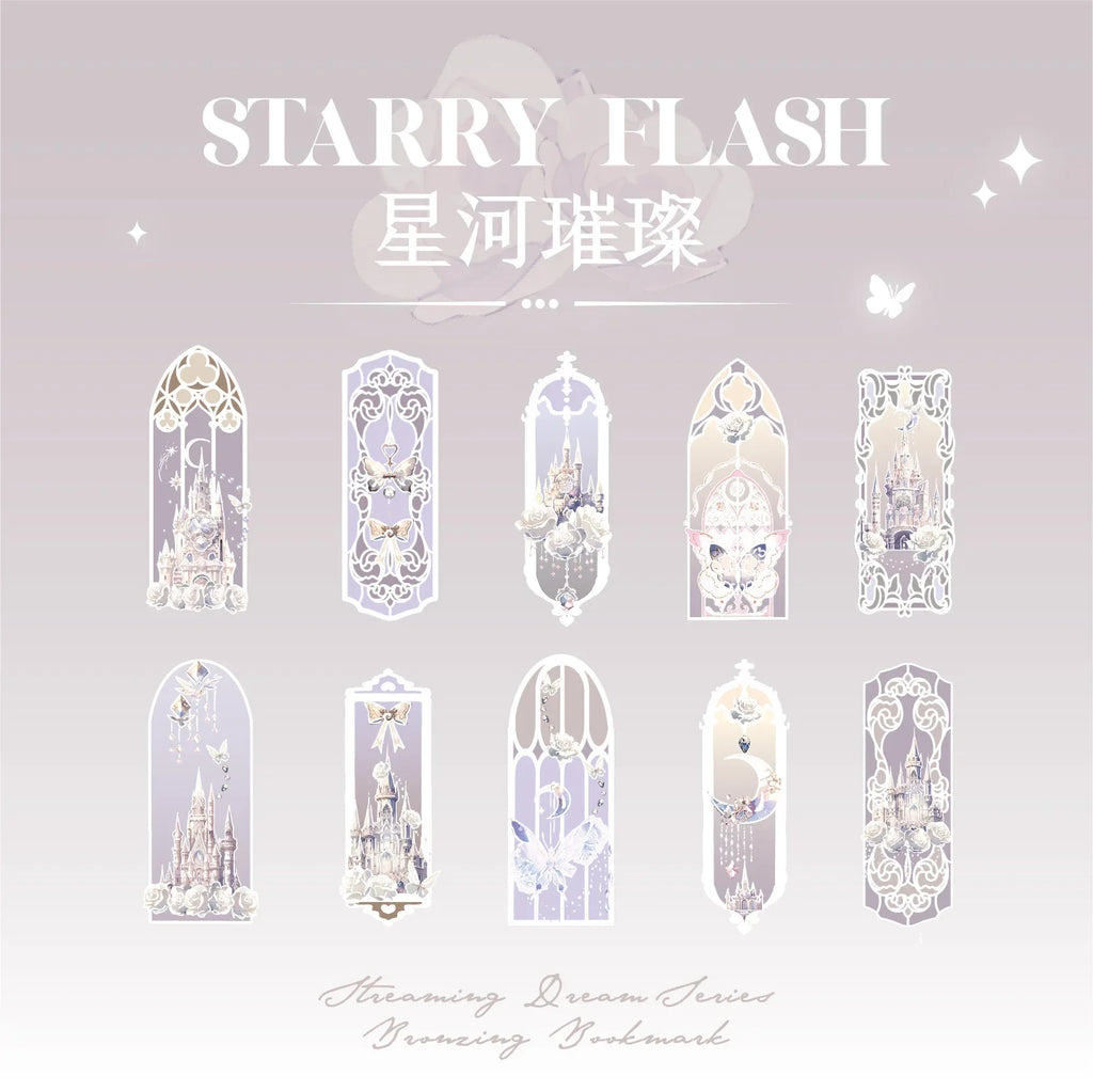 10Pcs Fluorescent Dream Series Bookmark Pvc Reading Book Mark Kawaii Book Page Marker Message Card Stationery Supplies