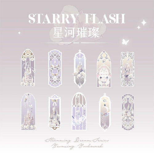 10Pcs Fluorescent Dream Series Bookmark Pvc Reading Book Mark Kawaii Book Page Marker Message Card Stationery Supplies