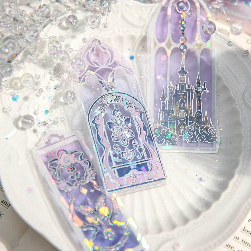 10Pcs Fluorescent Dream Series Bookmark Pvc Reading Book Mark Kawaii Book Page Marker Message Card Stationery Supplies