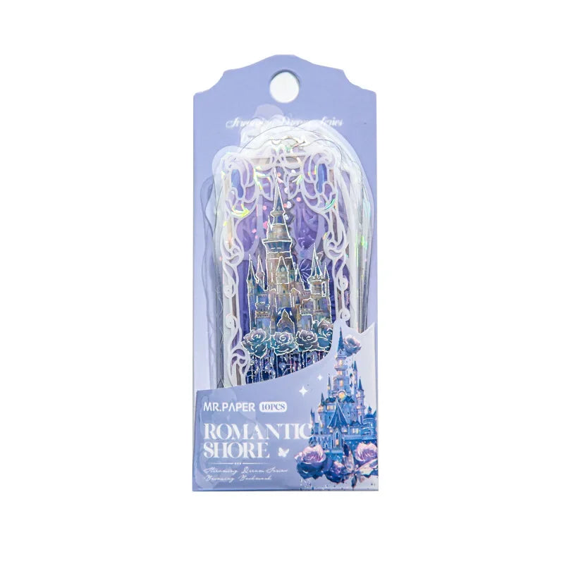 10Pcs Fluorescent Dream Series Bookmark Pvc Reading Book Mark Kawaii Book Page Marker Message Card Stationery Supplies