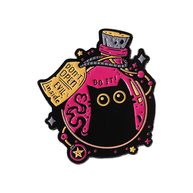 31 Types Cartoon Punk Black Peeping Cat Brooch Enamel Pins Cute Cat Reading Book Brooches Bag Lapel Badge Jewelry Gifts Friends