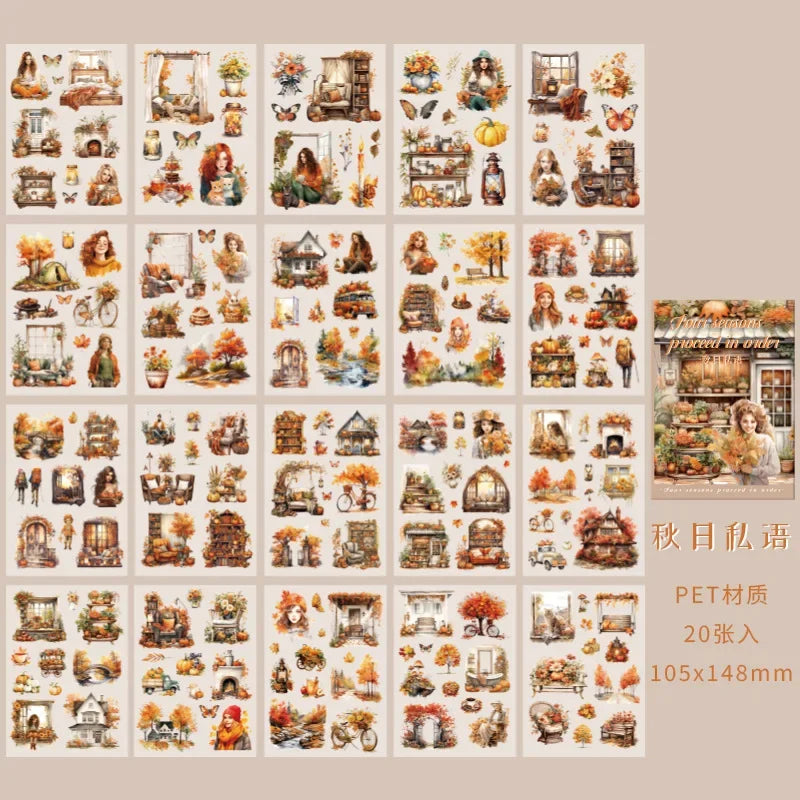 20Pcs Package travel Dairy Supplies Stickers Four Seasons Teenage handbook material decorative sticker book Scrapbook 148*105mm