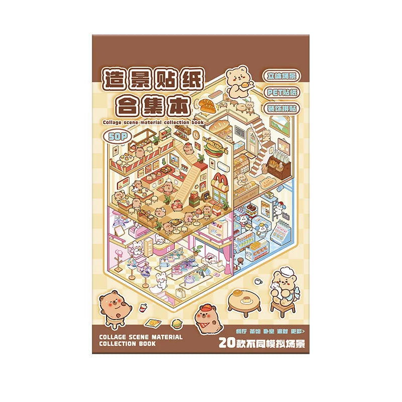 20PCS 3D Capybara Landscape Stickers Collection Book Album Cartoon Scene DIY Toy Game Festival Birthday Gift for Kid Girl Child